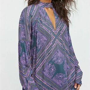 FREE PEOPLE BOHO PURPLE WALKING ON A DREAM TUNIC XS RUNS BIG